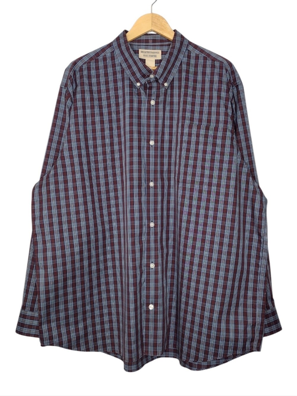 Duluth Trading Co Wrinkle Fighter Men's Plaid Long Sleeve Button-Up Shirt Sz 2XL